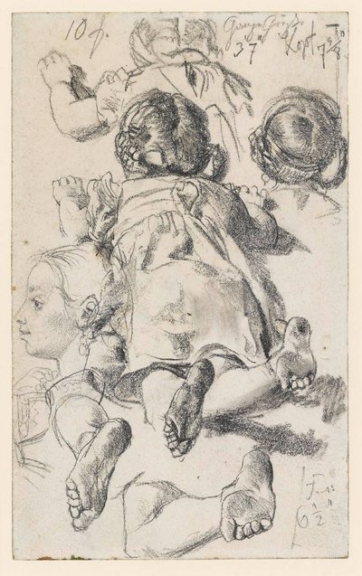 Model Studies of a Girl Lying on Her Stomach by Adolph Menzel